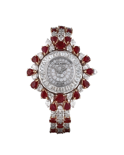 Alain Philippe Glamour, white and rose gold, rubies, full diamond bracelet
