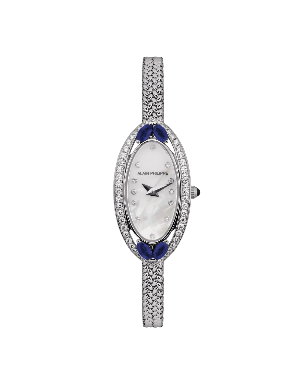 Alain Philippe Silhouette pavé, Full white gold with sapphire