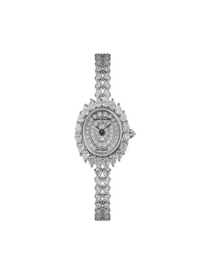 Alain Philippe Sparkle SP.02 in 18kt white gold, oval case with pear-cut diamond bezel on a diamond bracelet