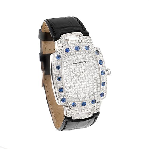 Swiss watch with diamonds and sapphire
