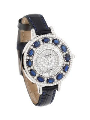 Swiss Made diamond watch with sapphires